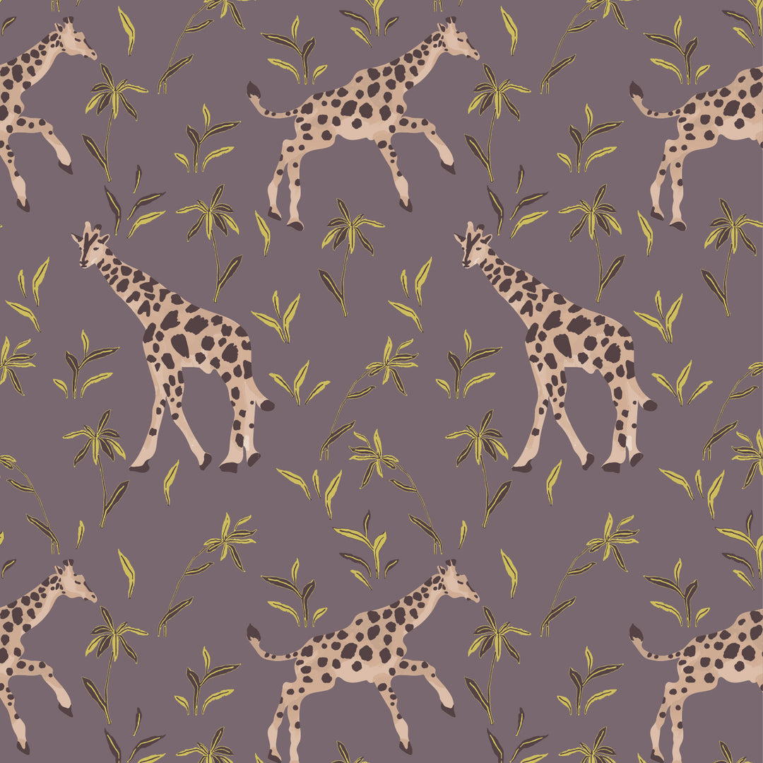 Gentle Giraffe - Grape Chartreuse Wallpaper by Blessed Little Bungalow