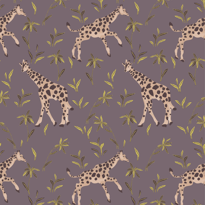 Gentle Giraffe - Grape Chartreuse Wallpaper by Blessed Little Bungalow