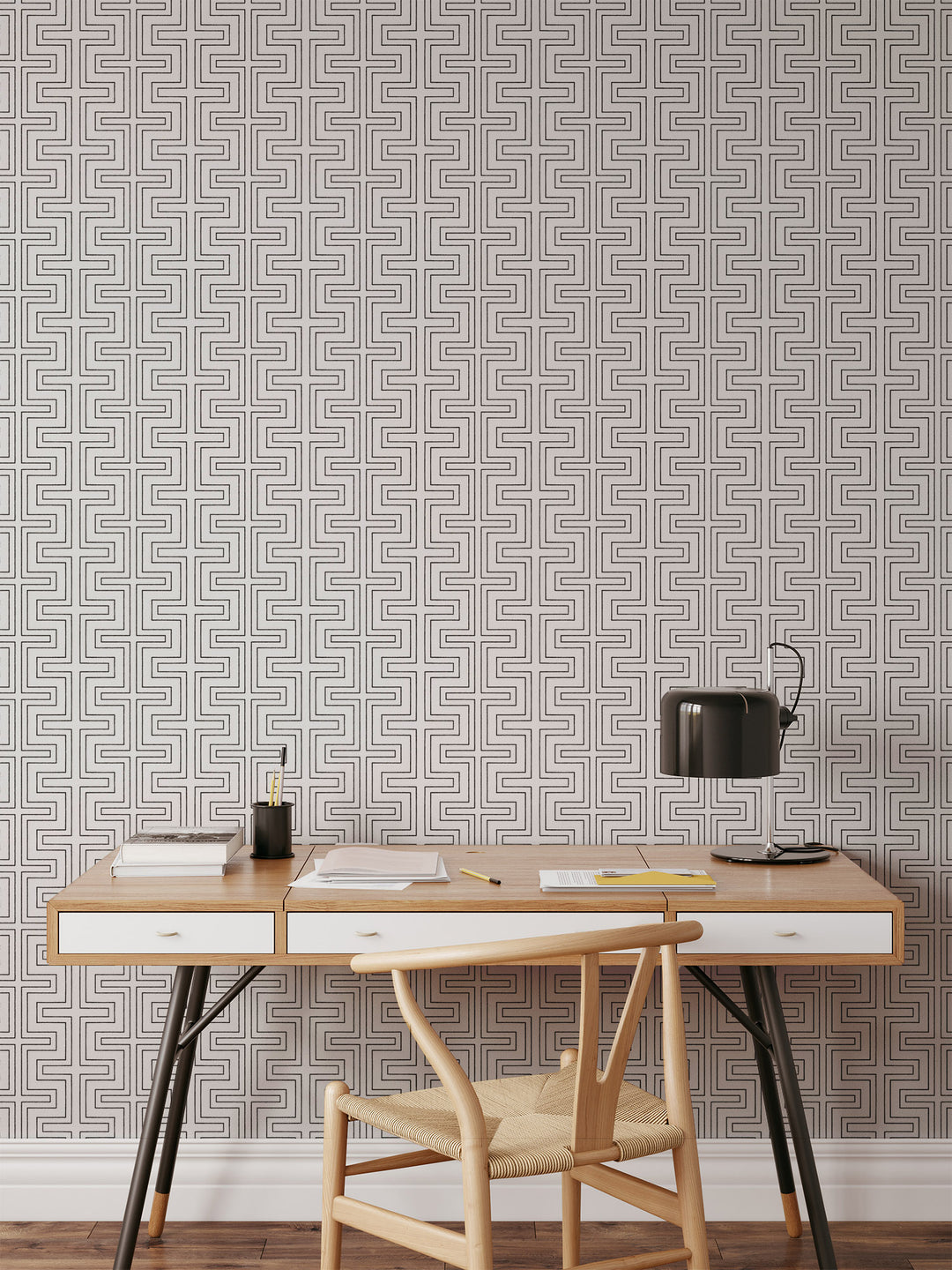 Halsted Geometric - White Wallpaper