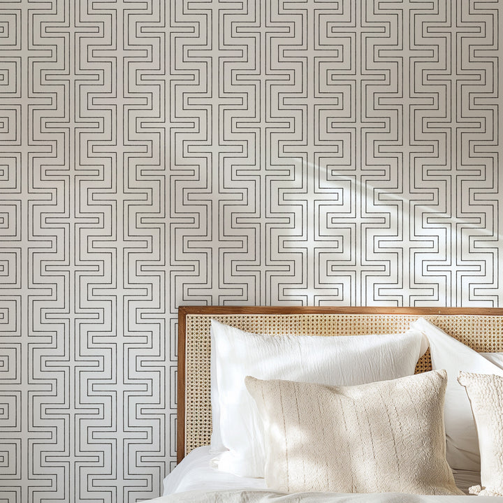 Halsted Geometric - White Wallpaper