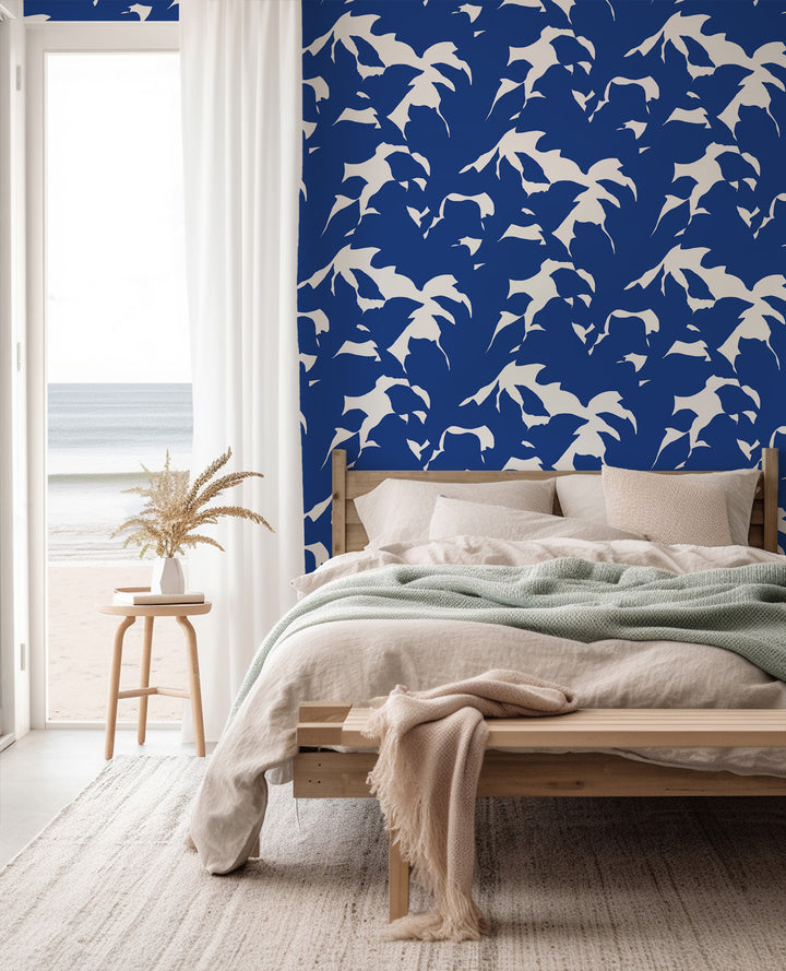 Holly - Yves Blue Botanical Wallpaper by Mrs. Paranjape