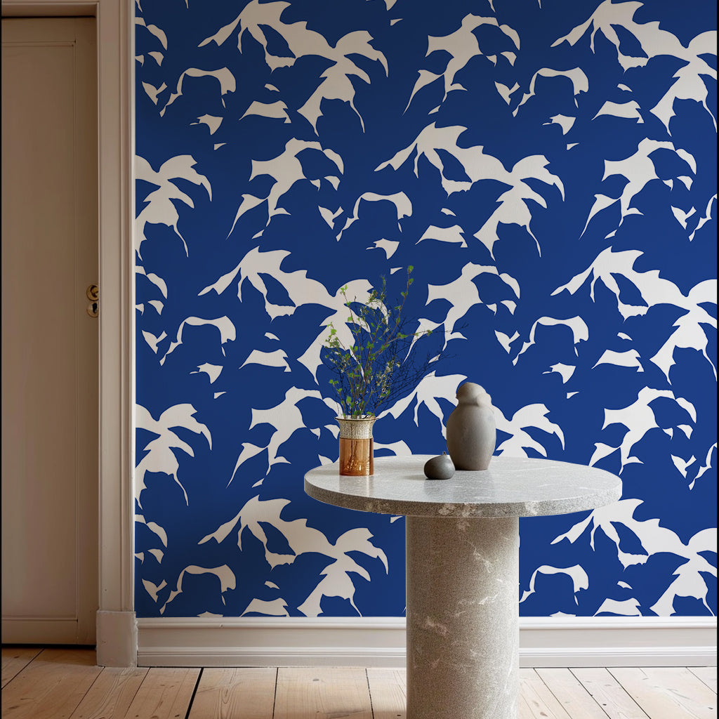 Holly - Yves Blue Botanical Wallpaper by Mrs. Paranjape