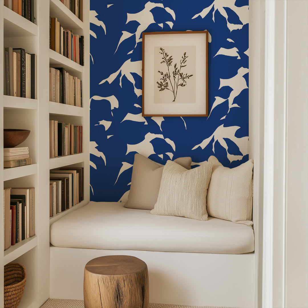 Holly - Yves Blue Botanical Wallpaper by Mrs. Paranjape