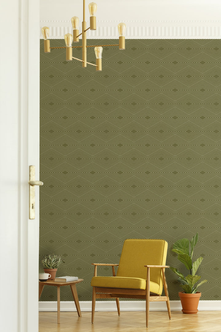 Huron - Deep Olive Wallpaper