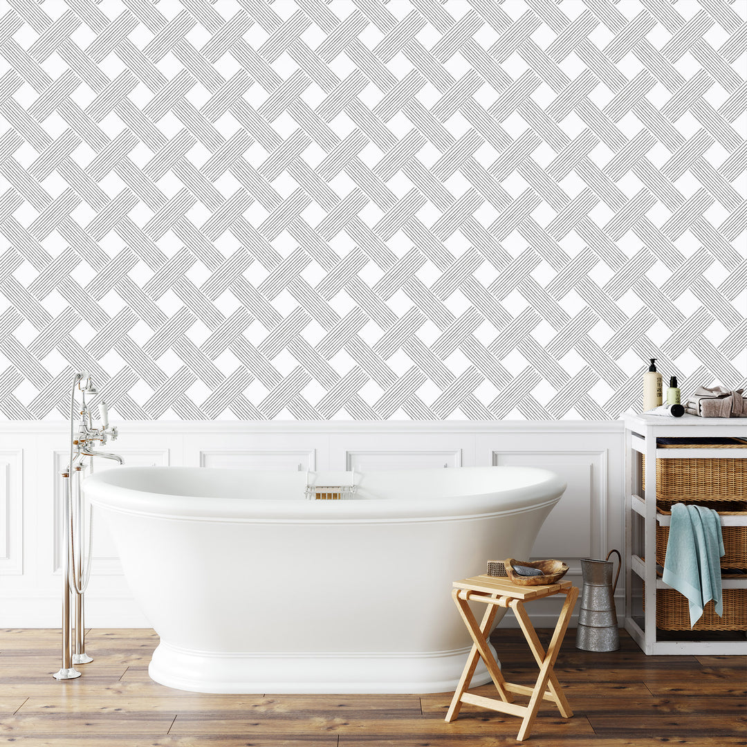 Lattice Weave - Black & White Wallpaper