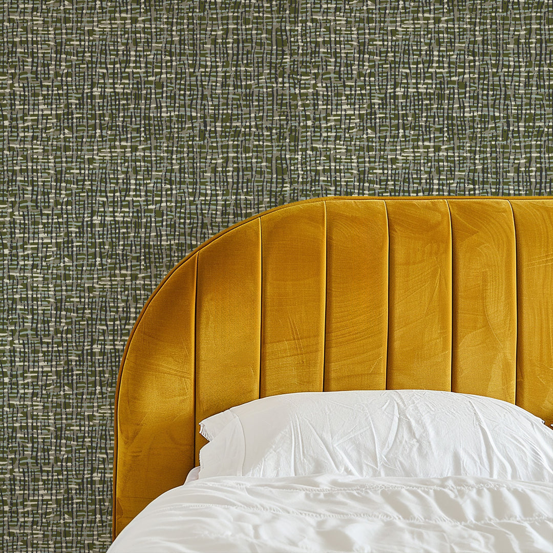 Atomic Weave - Olive Slate Wallpaper