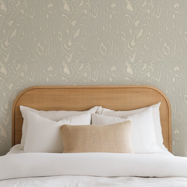 Burlwood - Pale Green and White Wood Wallpaper