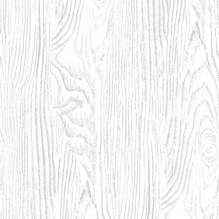 Faux Bois Woodgrain - Gray White Wood Wallpaper