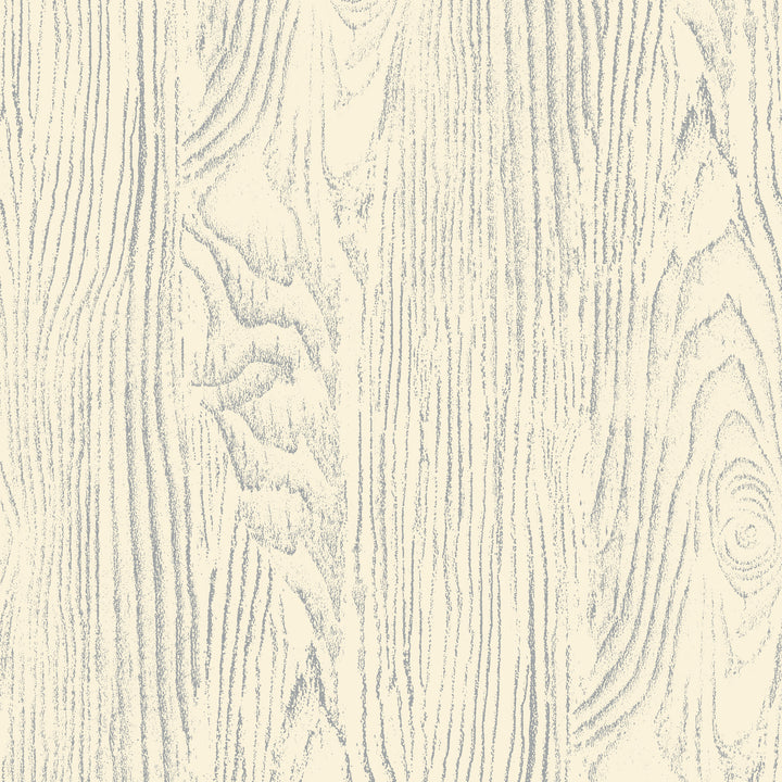 Faux Bois Woodgrain - Pale Gray Yellow Wood Wallpaper