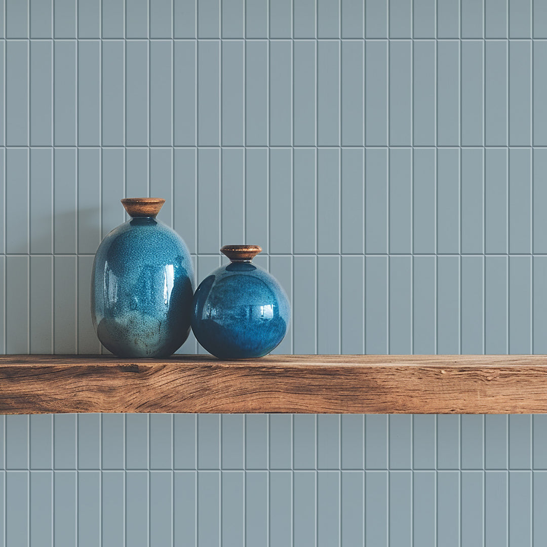 Tall Tiles -  Blue Glaze Wallpaper