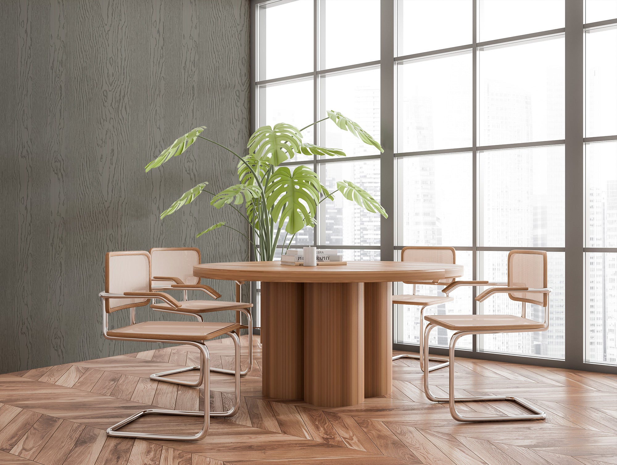 mintonの壁紙 Urban Timber - Dark Oak Wood Wallpaper – Mitchell Black