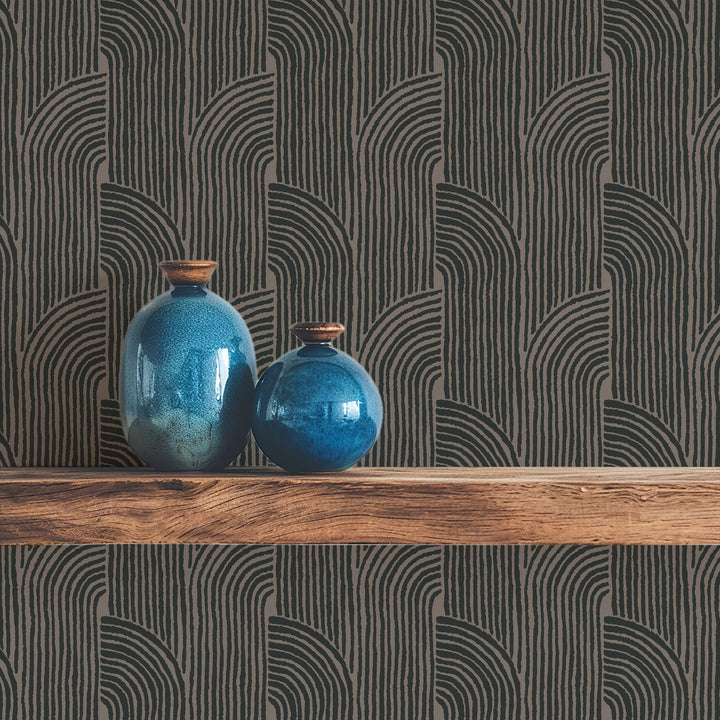 Woven Arcs - Cocoa Brown Wallpaper