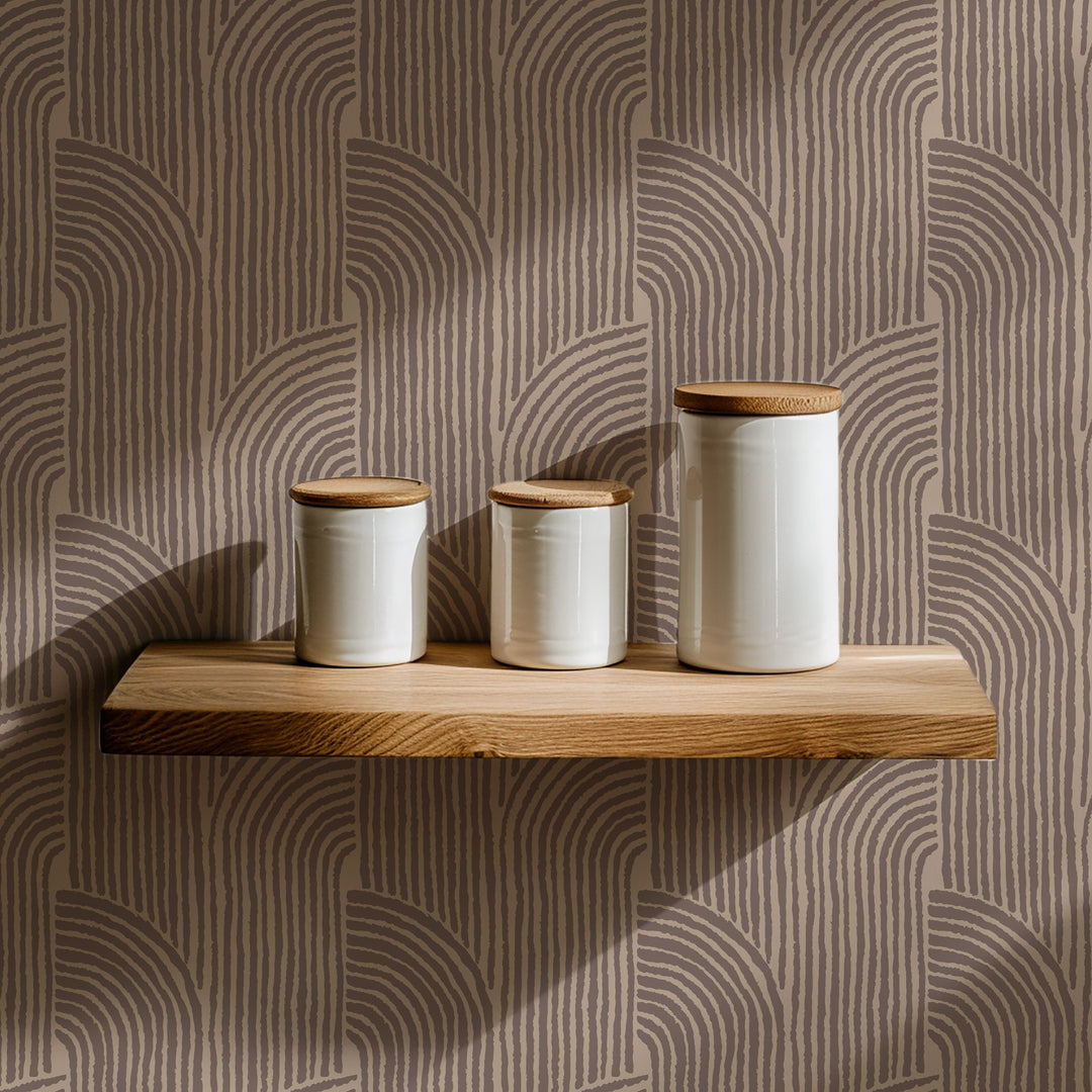 Woven Arcs - Walnut Wallpaper