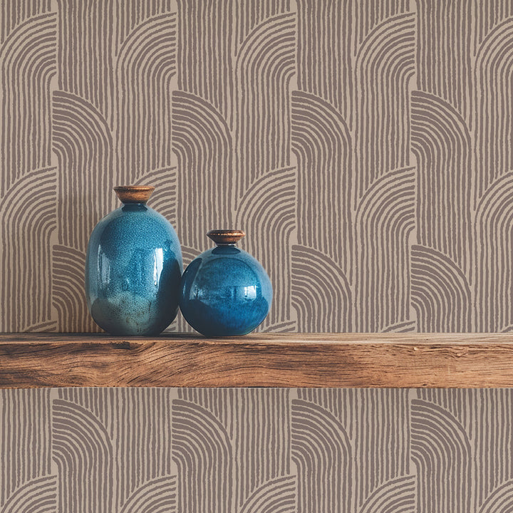 Woven Arcs - Walnut Wallpaper