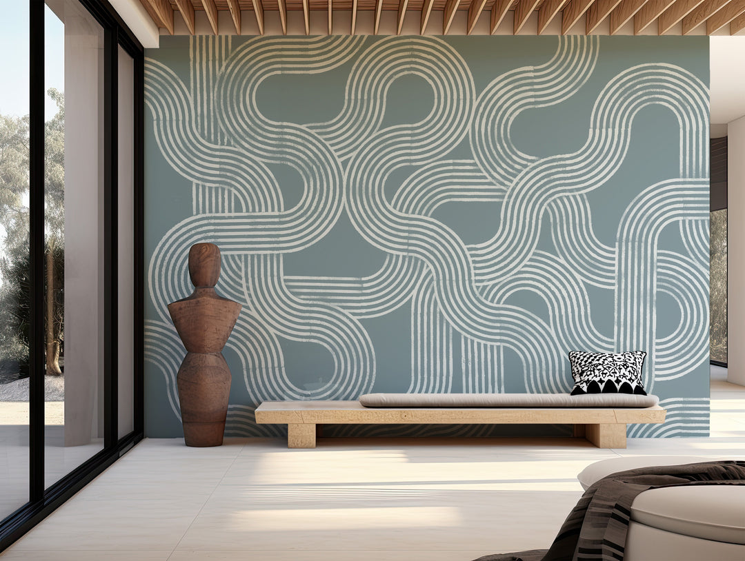 Looping Current Wall Mural - Glacial Blue Gray – Mitchell Black