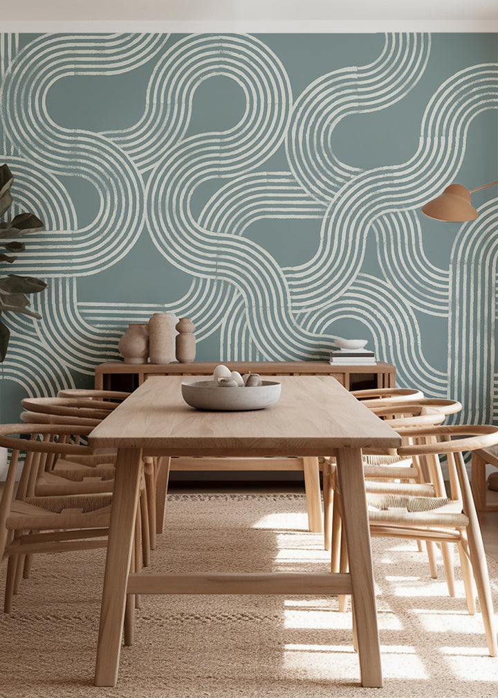 Looping Current Wall Mural - Glacial Blue Gray