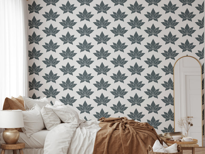 Lotus - Charcoal Wallpaper by Bohemian Bungalow Collection