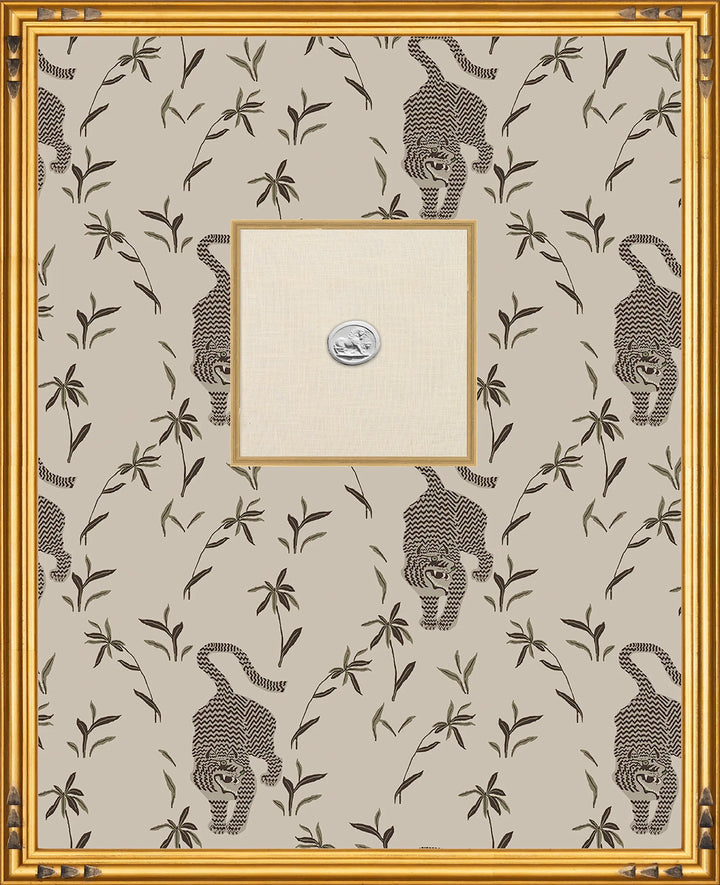 Framed Intaglio Wall Art - Stalking Tiger - Almond
