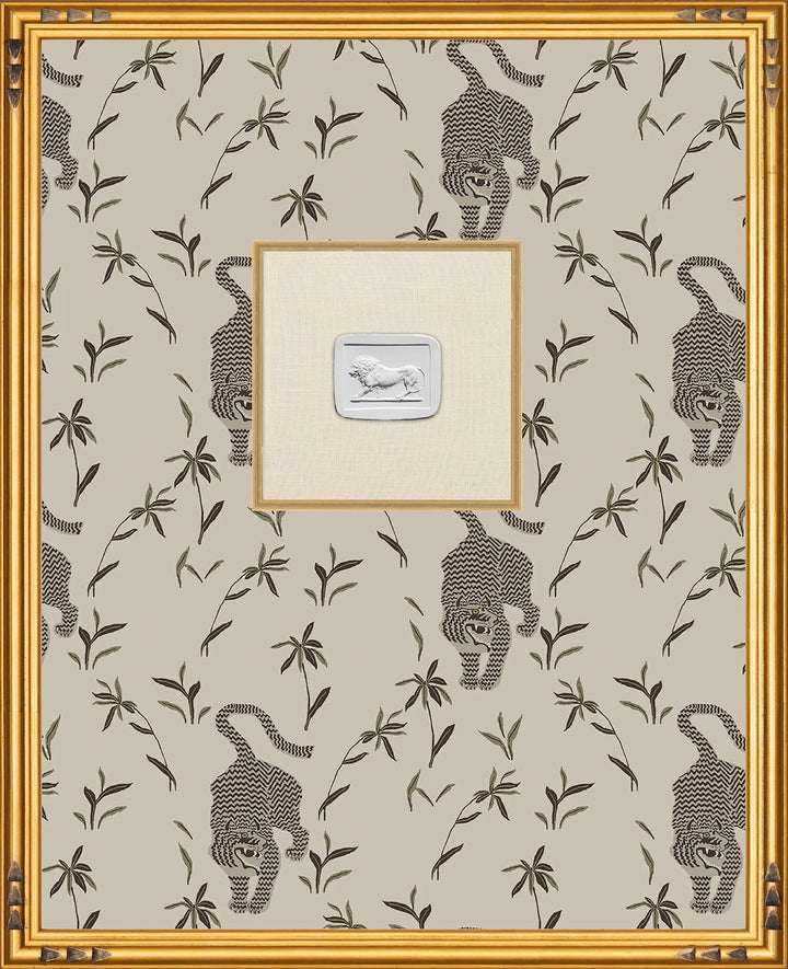 Framed Intaglio Wall Art - Stalking Tiger - Almond