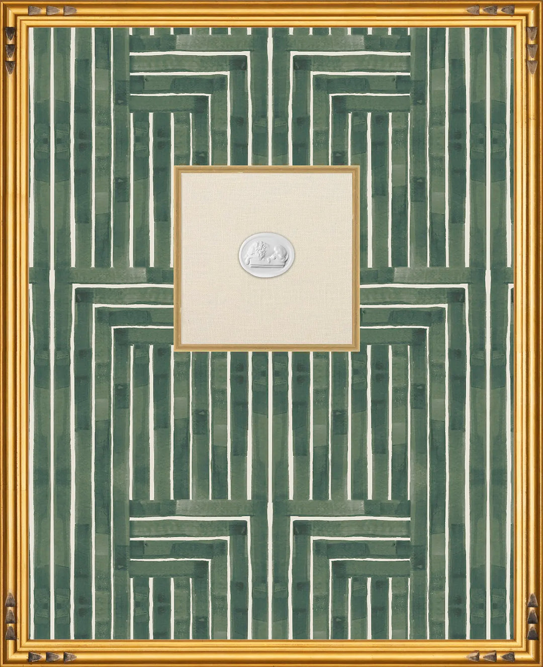 Framed Intaglio Wall Art - Chiseled - Emerald