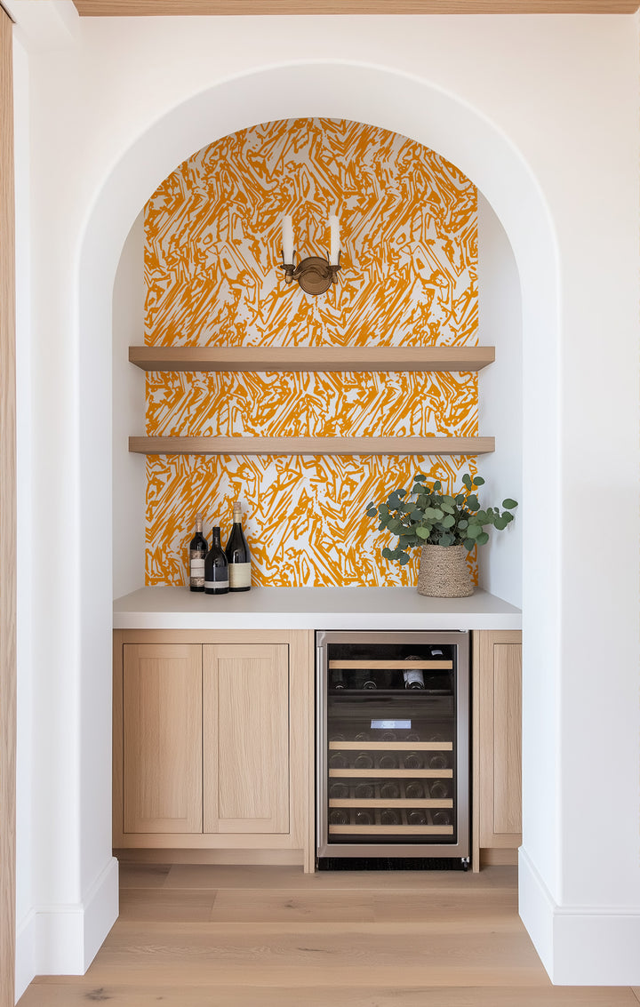 Marble - Tangerine Wallpaper by The Blush Label