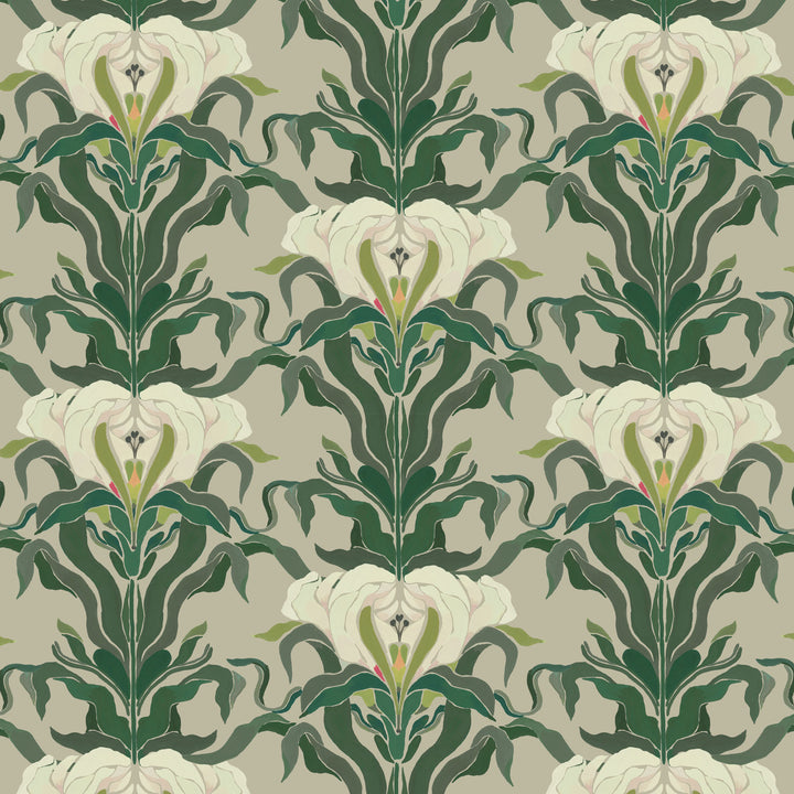 Mirrored Flower - Leaf & Linen Botanical Wallpaper