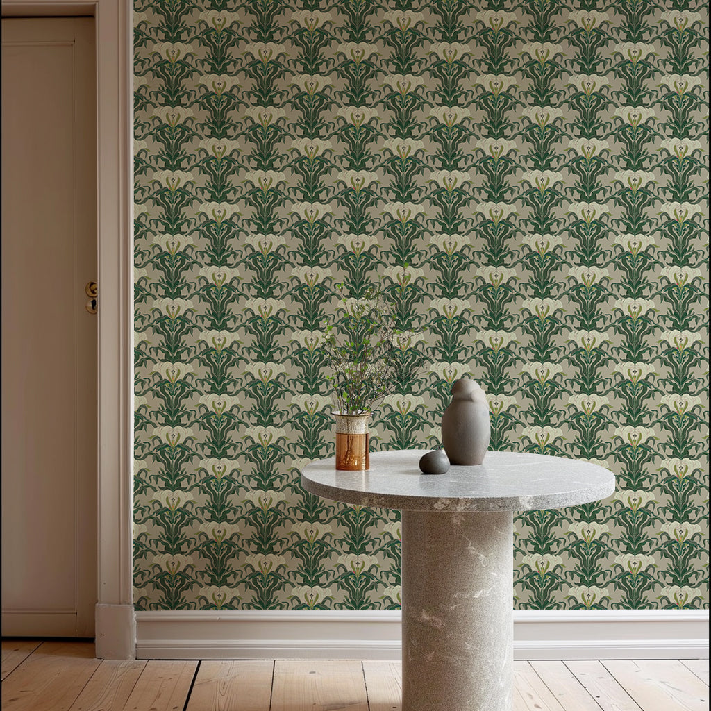 Mirrored Flower - Leaf & Linen Botanical Wallpaper