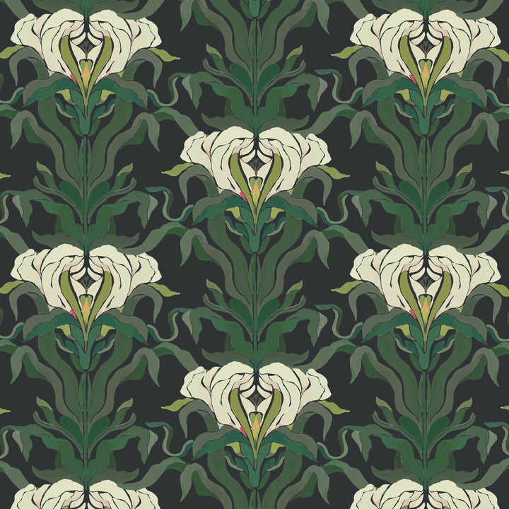 Mirrored Flower - Shaded Leaf Botanical Wallpaper