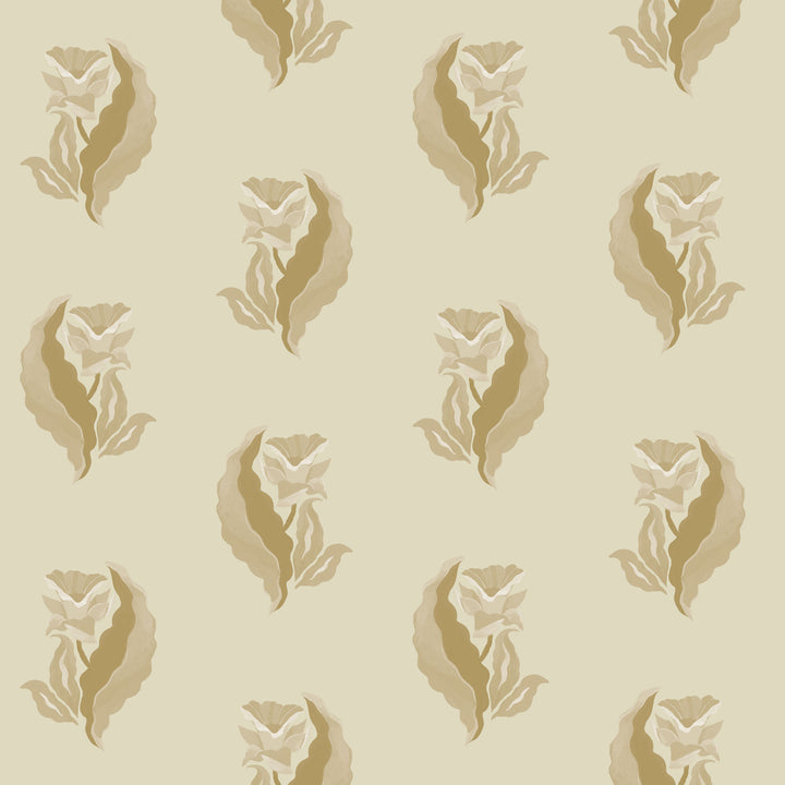 Morning Glory - Golden Botanical Wallpaper