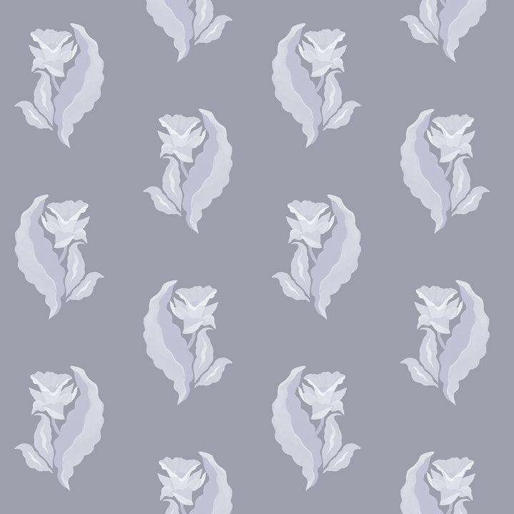 Morning Glory - Purpled Gray Botanical Wallpaper