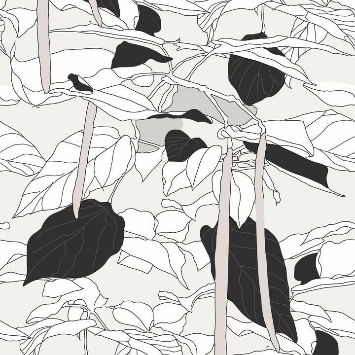 Canopy Sketch - Silhouette Silk Floral Wallpaper by Natalie Papier