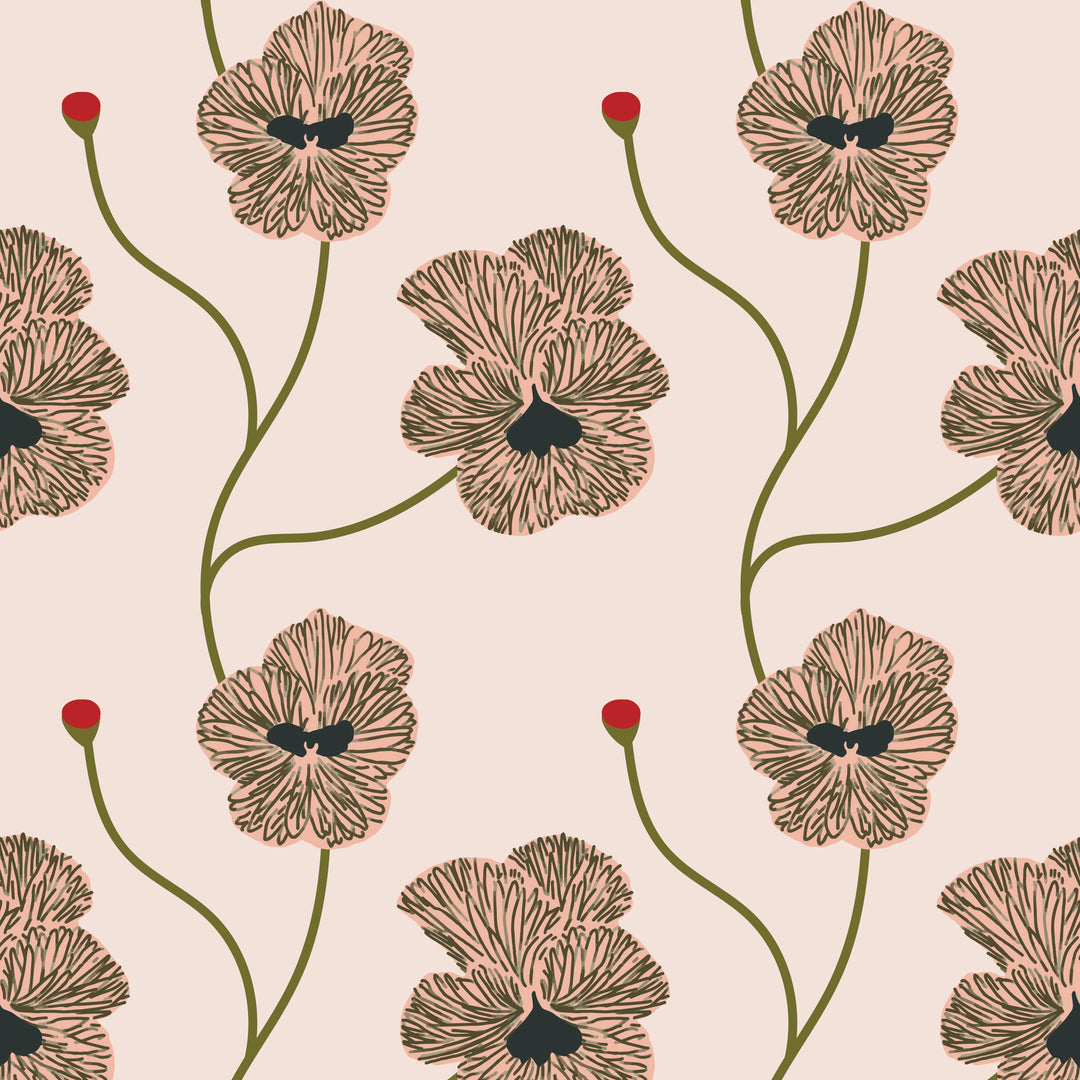 Flourish - Rose Quartz Floral Wallpaper by Natalie Papier