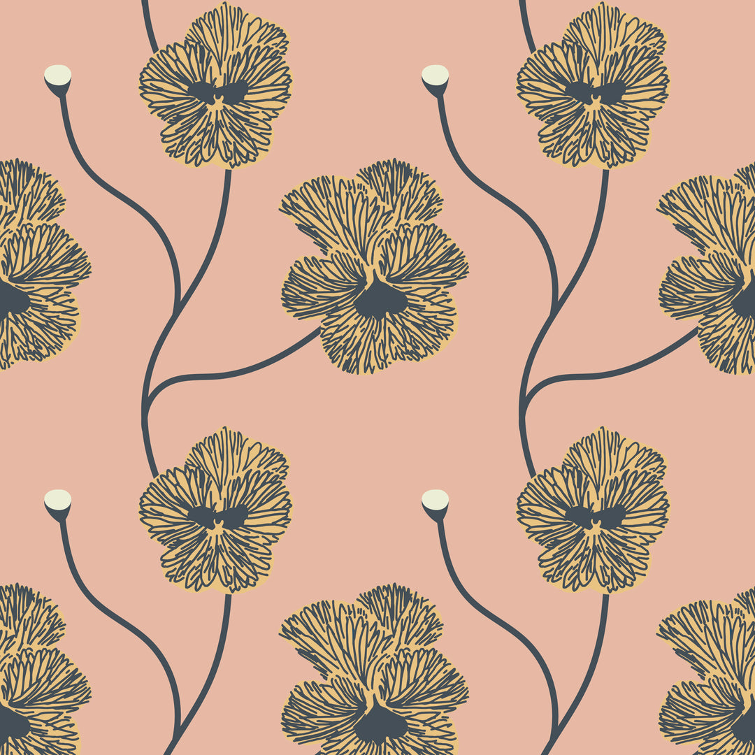 Flourish - Sunset Blush Floral Wallpaper by Natalie Papier