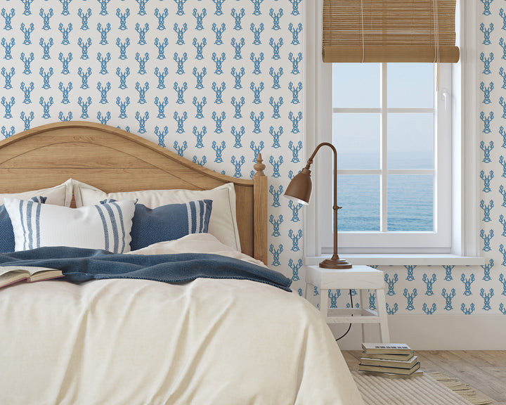 Nautical Lobster Knots - French Blue Wallpaper by Honey + Hank