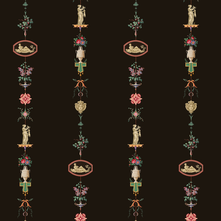 NeoClassical Stripe - Black Lacquer Wallpaper