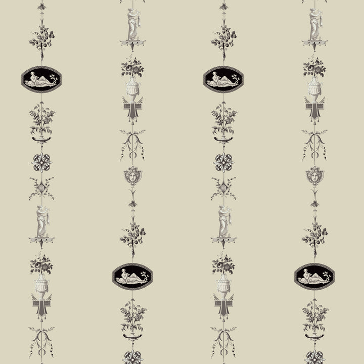 NeoClassical Stripe - Cream and Black Wallpaper