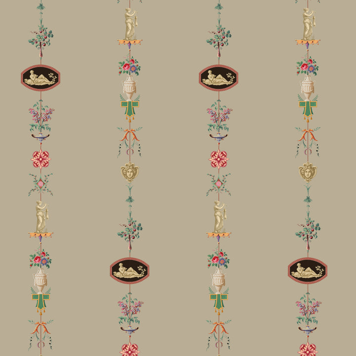 NeoClassical Stripe - Parchment Brown Wallpaper