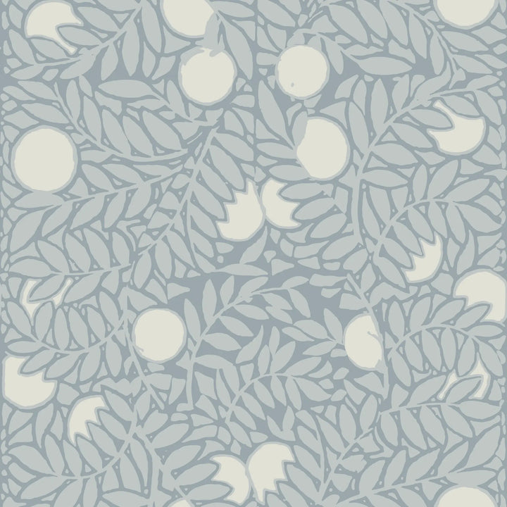 Orange Grove - Pale Mineral Blue Floral Wallpaper