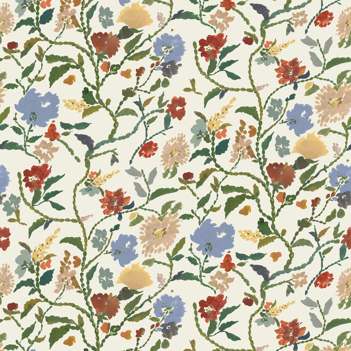 Painted Flower Patch - Morning Bloom Botanical Wallpaper