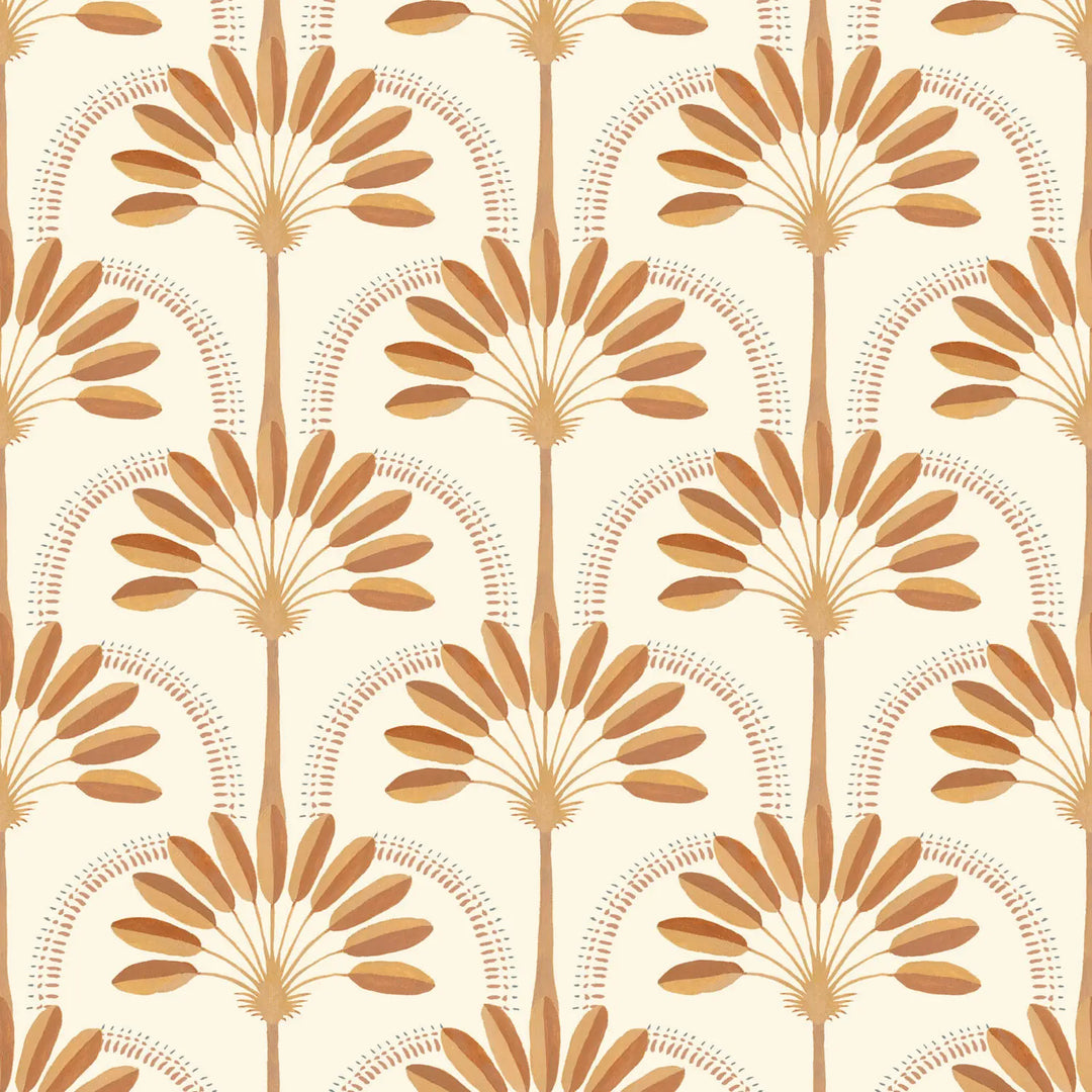 Palm Arches - Terracotta Wallpaper