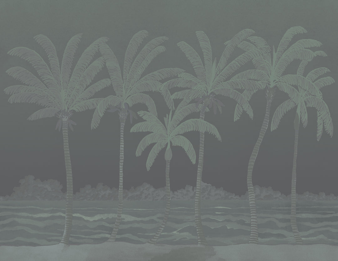 Palm Line Wall Mural - Midnight Swim