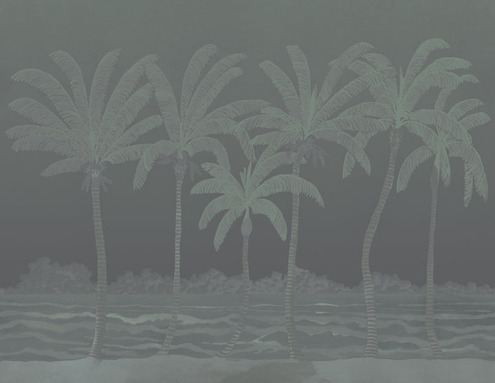 Palm Line Wall Mural - Midnight Swim