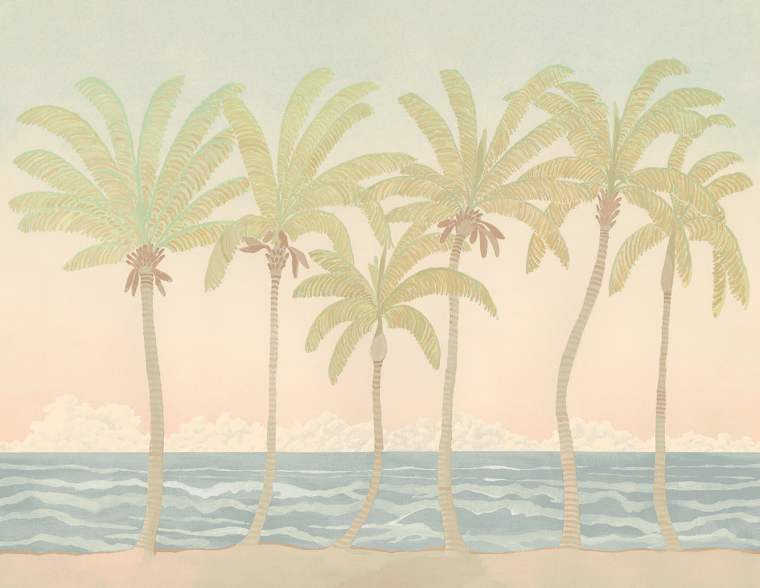 Palm Line Wall Mural - Washed Afternoon