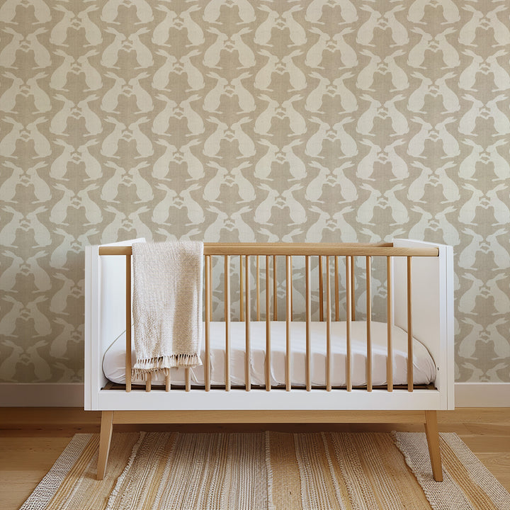 Paper Rabbits - Raw Linen Wallpaper