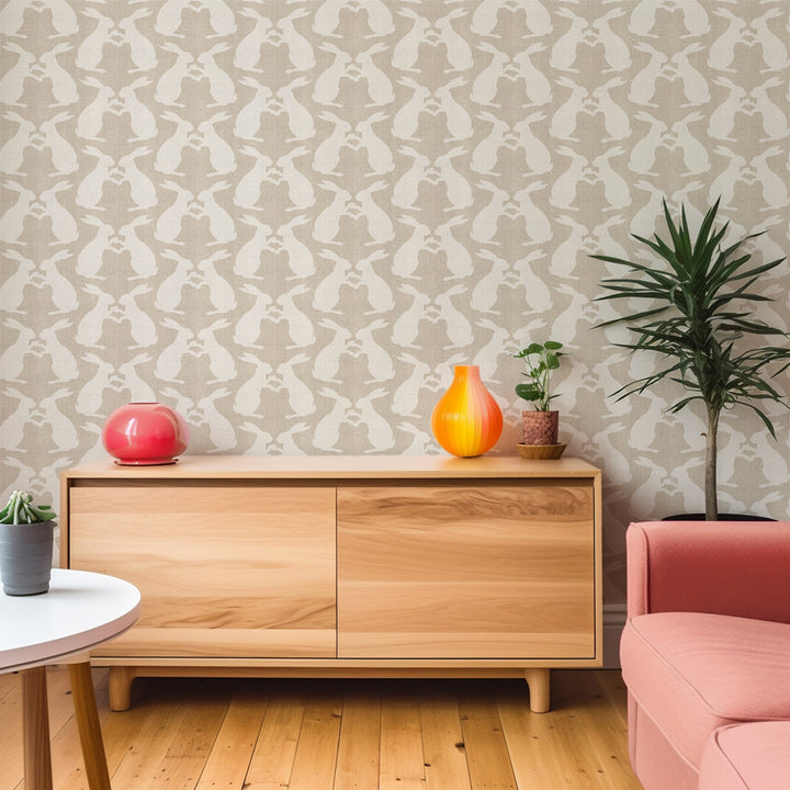 Paper Rabbits - Raw Linen Wallpaper
