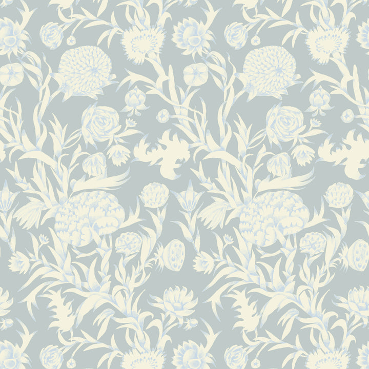 Blooming Thicket - Glacial Blue Wallpaper