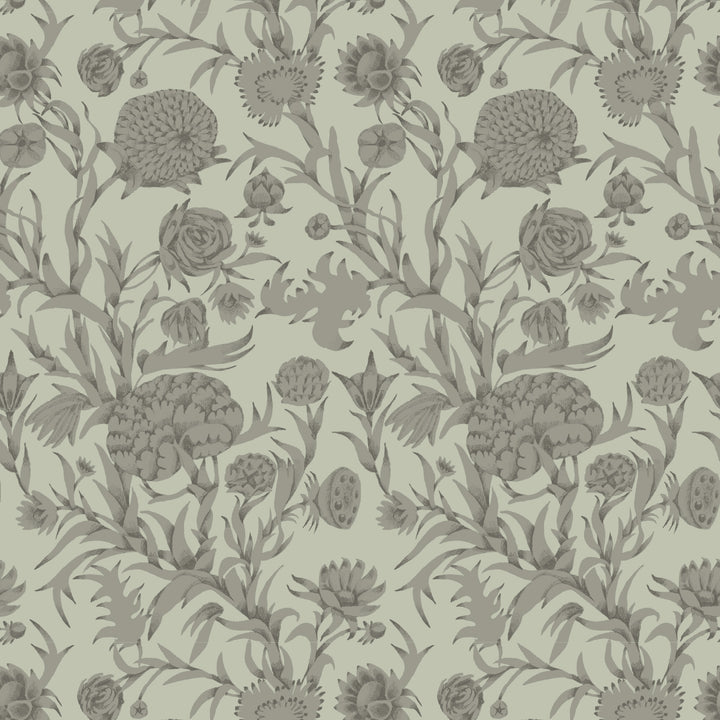 Blooming Thicket - Green Taupe Wallpaper