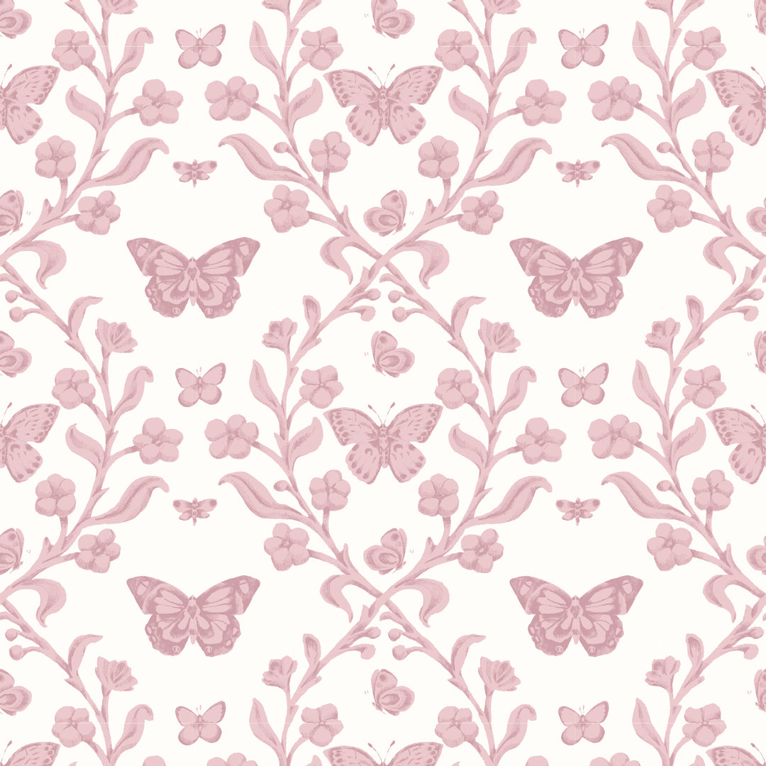 Butterfly Garden - Dusty Blush Wallpaper