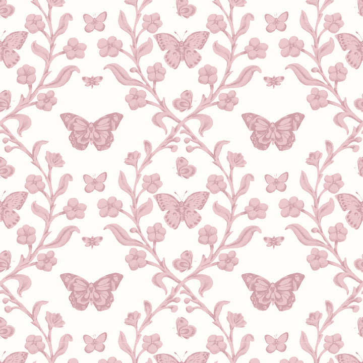 Butterfly Garden - Dusty Blush Wallpaper