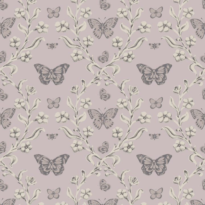 Butterfly Garden - Dusty Lilac Wallpaper